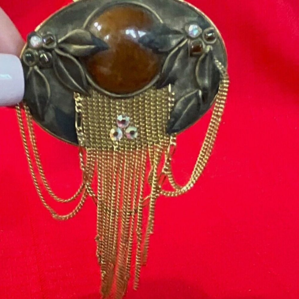 STUNNING ART DECO MARENA BROOCH PENDANT-HAND MADE WEST GERMANY -TASSEL-LOVELY!